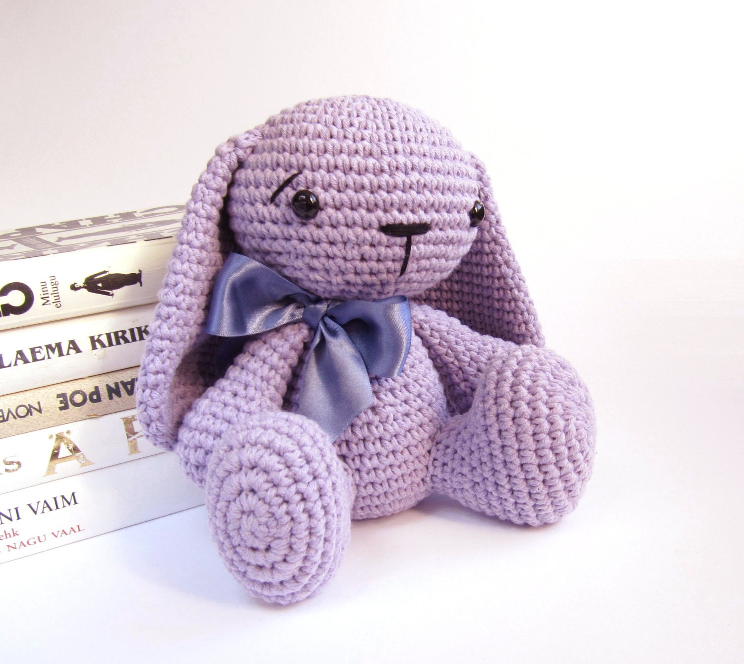 Floppy eared bunny rabbit - Cute sitting toy rabbit - Crochet soft toy - Amigurumi stuffed toy - Cotton mix - Lilac