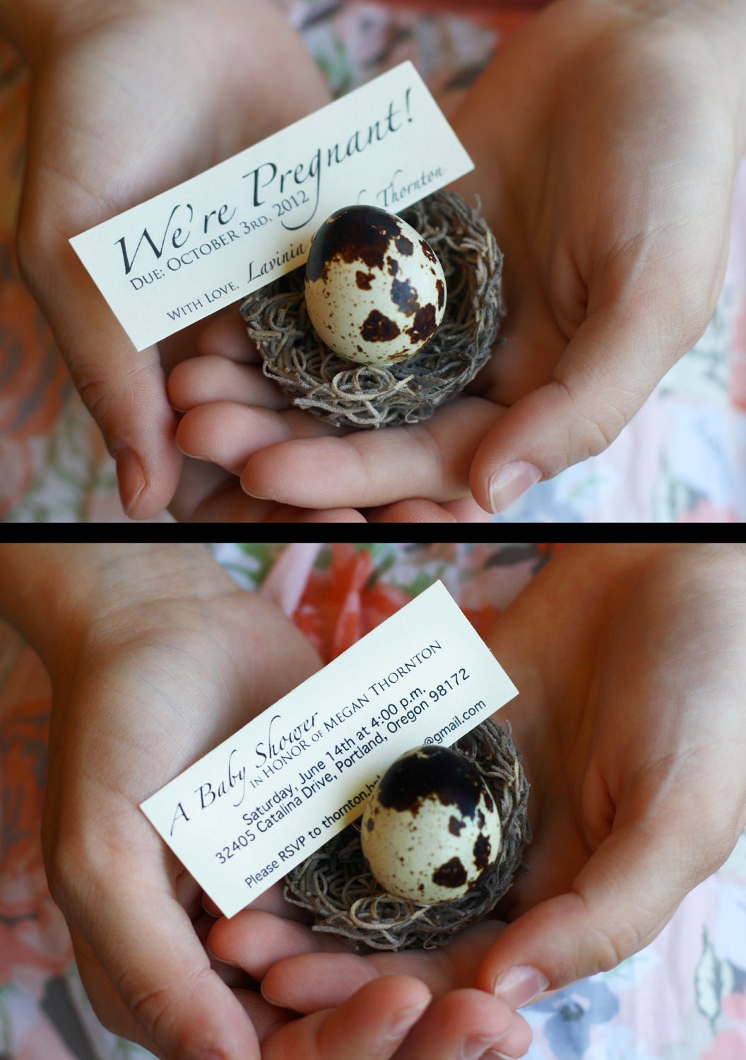 Quail Egg Custom Pregnancy Announcements & Baby Shower Invitations - Crack and Reveal