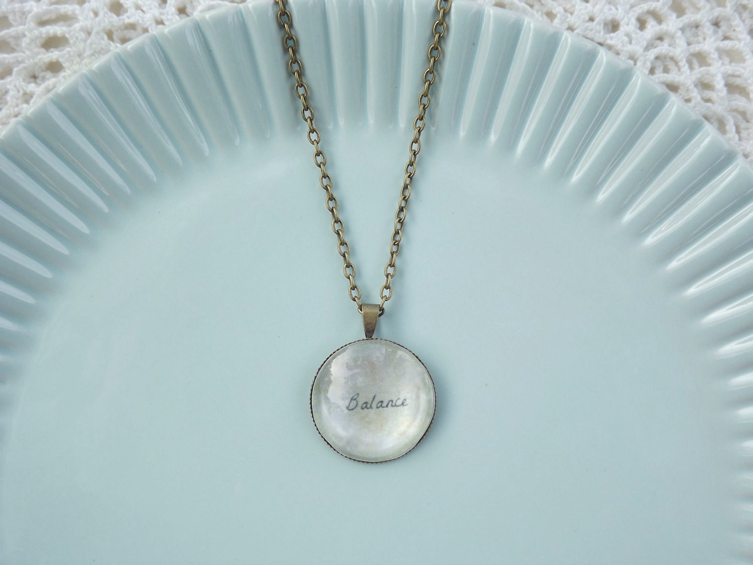 SALE Finding Perfect Balance Glass Domed Necklace
