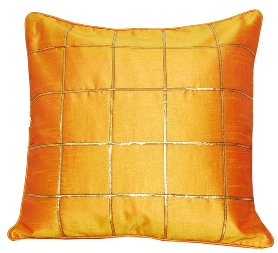 Mustard Throw Pillow Gold Throw Pillow Silk Throw by TheHomeCorner
