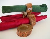 Rustic Wood Napkin Rings Angled Tree Branch Slice Sassafras Table Decor Set of 4 Ready to Ship
