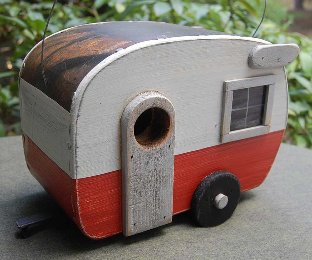 Shasta Birdhouse Trailer - Tangerine/White bird house camper