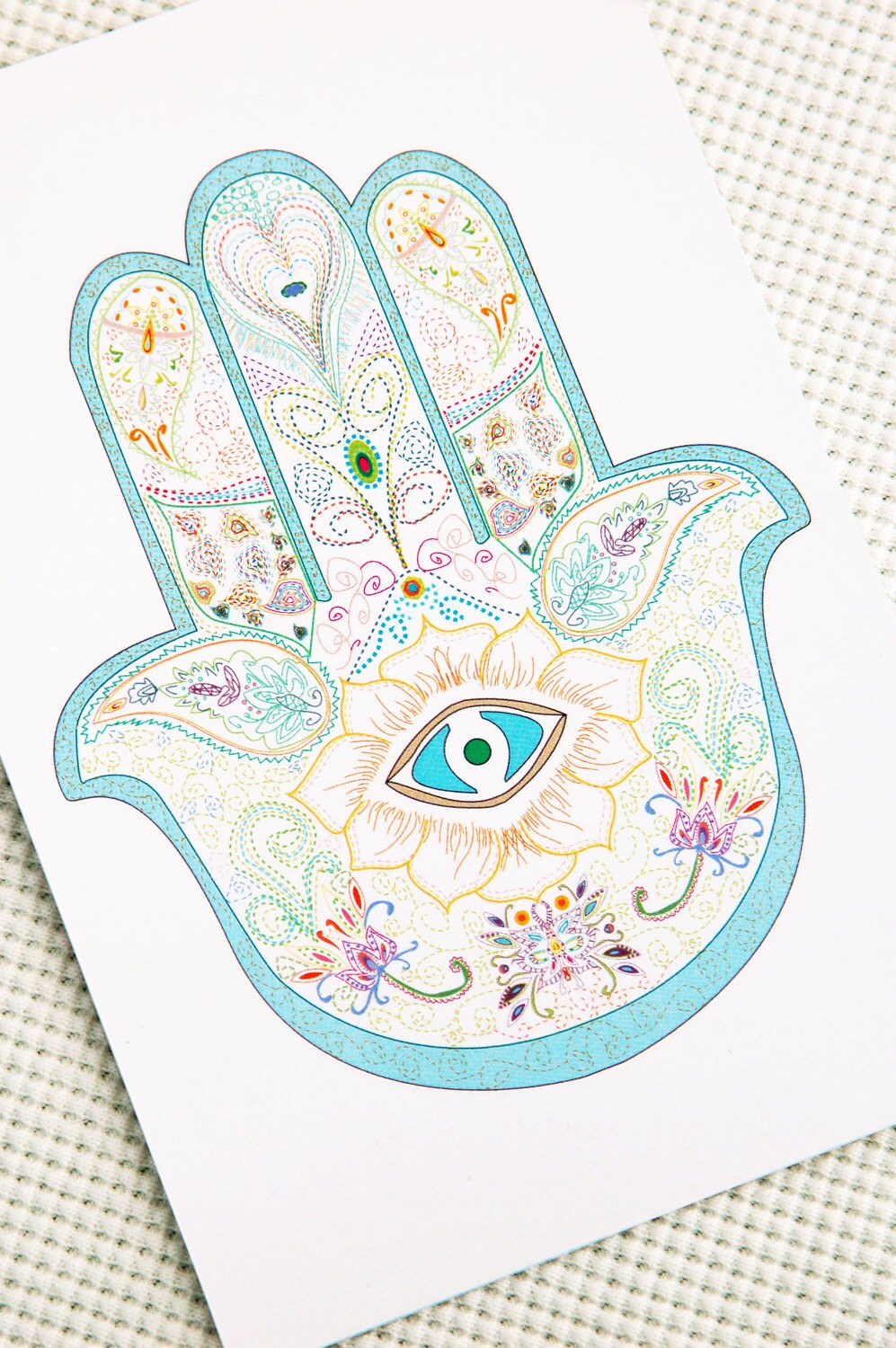 Hamsa gold hamsa paper cards turquoise authentic by maylanajuli