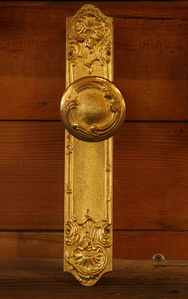 Solid Cast Brass Doorknob Set - Made in Italy - Vintage Mid Century Hollywood Regency