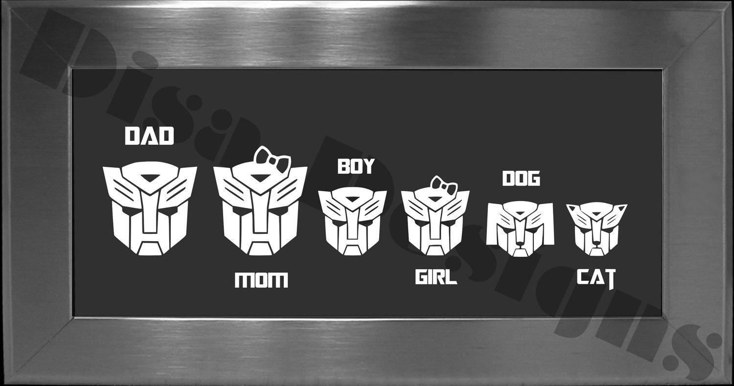 Your choice of 5 Transformer Autobot inspired Family decals / Please READ description for ordering instructions - Car decal - Family decal