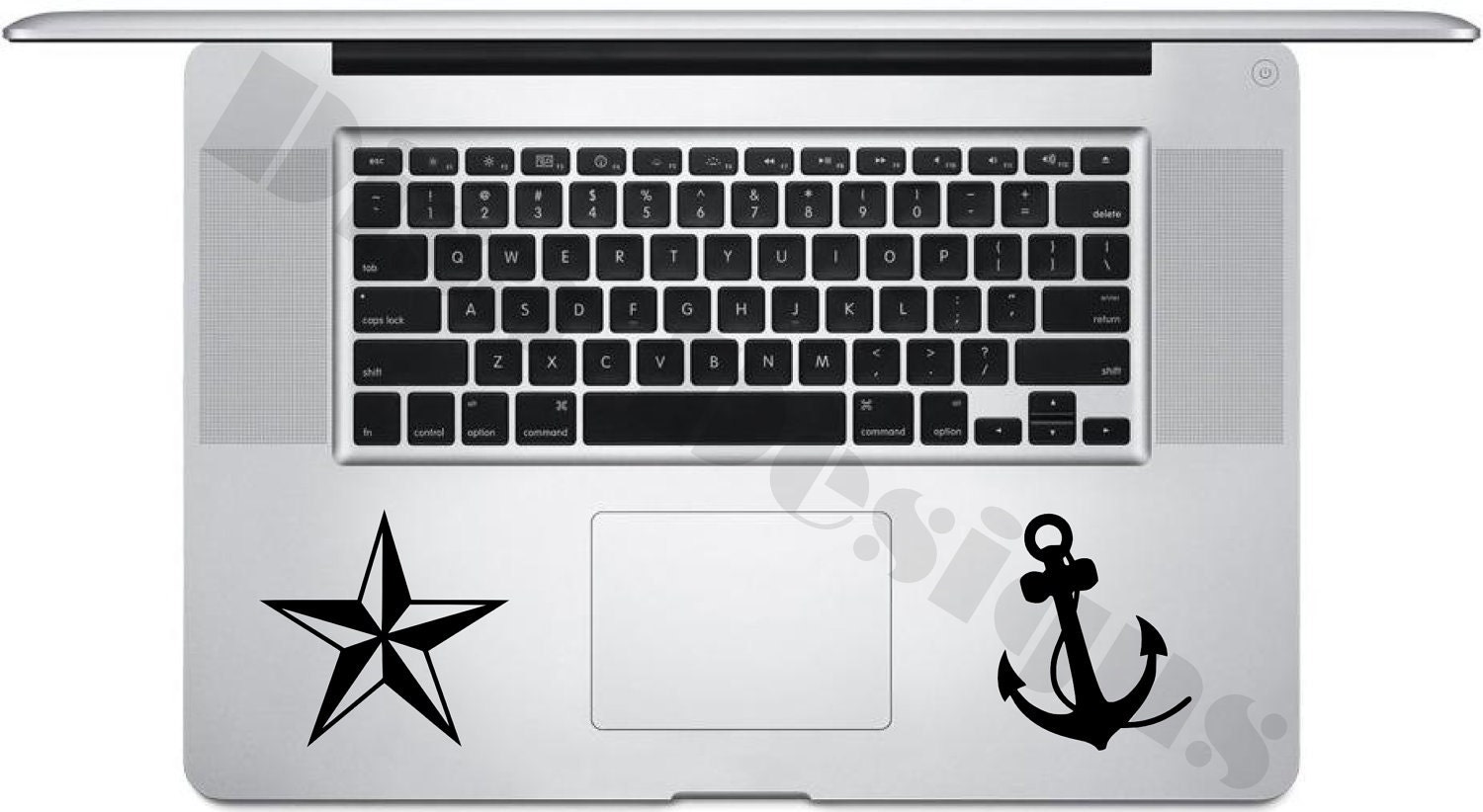 Nautical Star and Anchor vinyl decals for Macbook Trackpad - Car decal - Macbook decal - Trackpad decal - Window decal