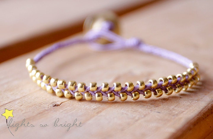 Woven Beaded Friendship Bracelet--LAVENDER
