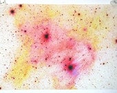 Astronomy Fabric Bright Lights Pink Yellow Photograph on EQ Printable Cotton Fabric Sheet