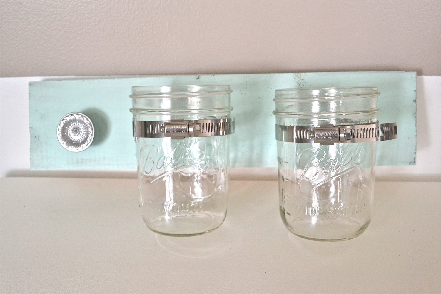 Shabby Chic Mason Jar Organizer with hook