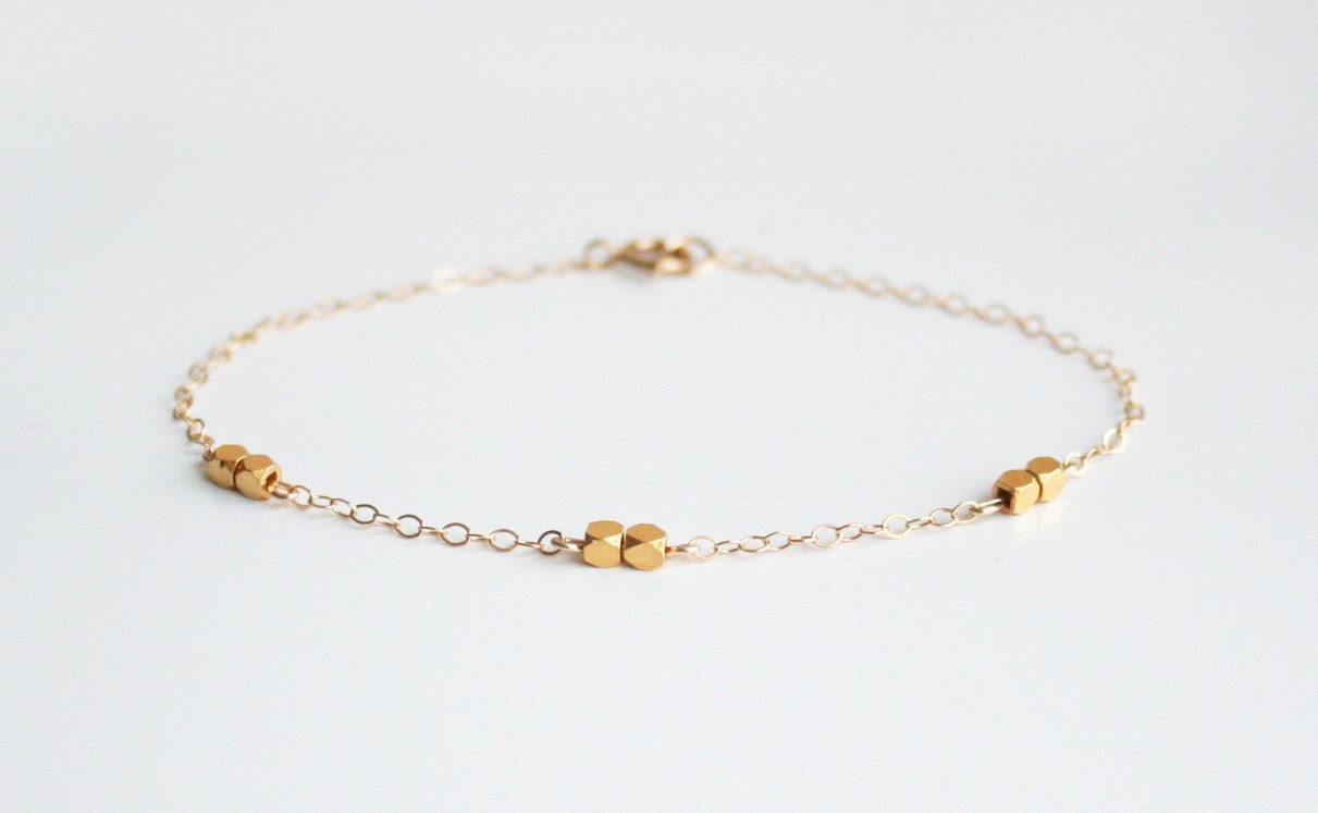 14k gold filled bracelet with gold nuggets