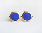 Blueberry circle Geometric Hexagon stud earring