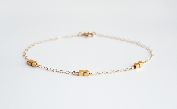 14k gold filled bracelet with gold nuggets