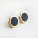 Navy geometric hexagon circle stud earring