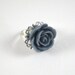 Resin Rose Ring - Storm Grey Rose Finger Ring - Resin Jewelry - Vintage Style Ring - Grey Flower Ring