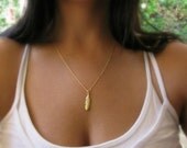 Gold feather necklace, Gold necklace, tiny necklace, simple necklace, minimalist jewelry, everyday necklace,dainty gold necklace