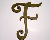 Large wooden letter "F", nursery letters, 13 inches tall, home decor, alphabet letters, distressed, alphabet, handmade, painted Olive green