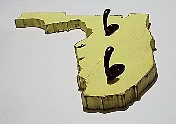 Florida key hooks, coat rack, wood, home decor, shabby chic, distressed, handmade, painted Late Day Sun