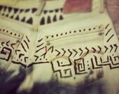 Hand painted, tribal print, bleached, distressed, Levi shorts perfect for summer