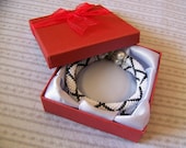 SALE - Beadwork - 2 Strand Bead Crochet Rope Bracelet - beaded bracelet - beaded jewelry - white - black