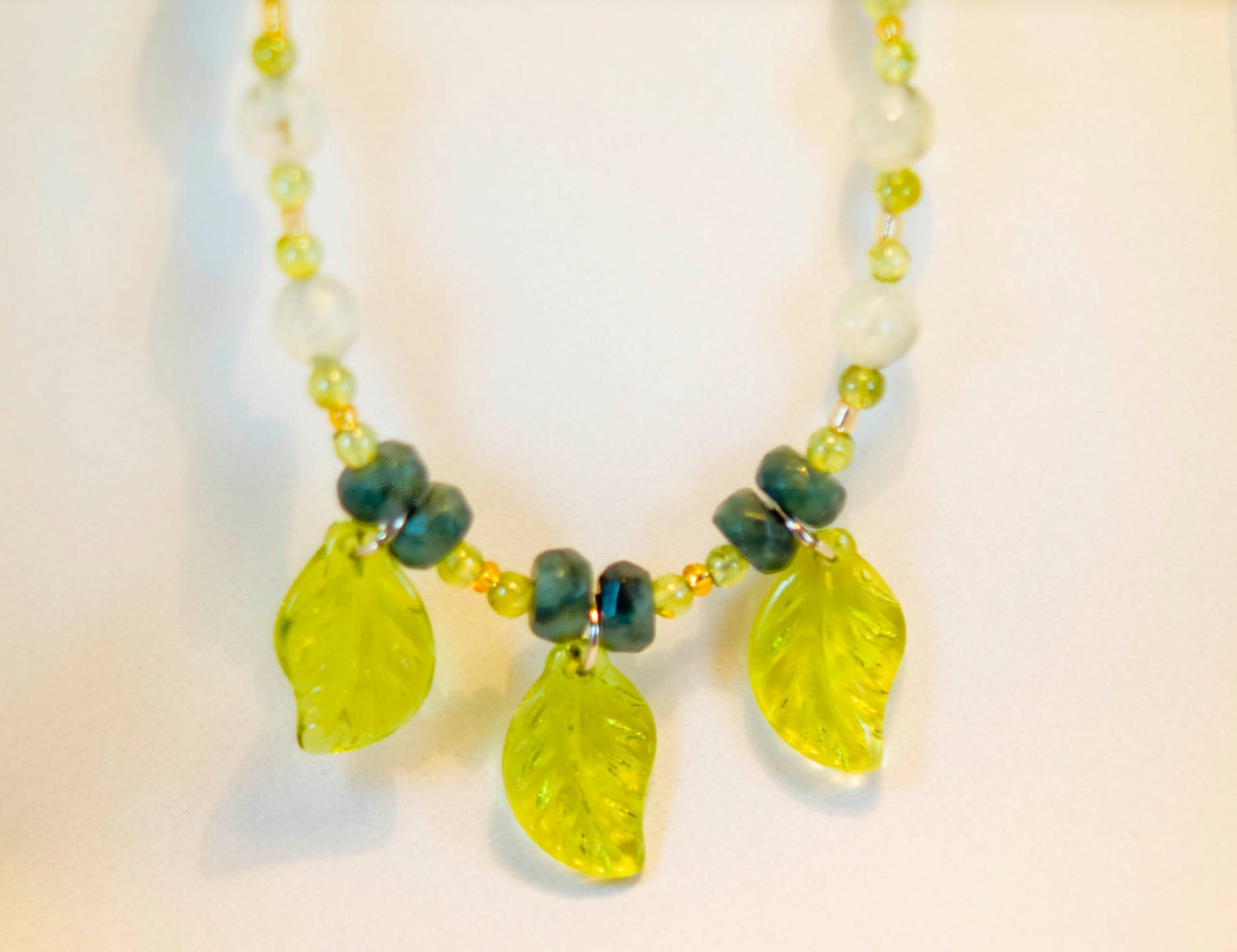 Leafy Green Jade, Epidote and Prehinite Necklace