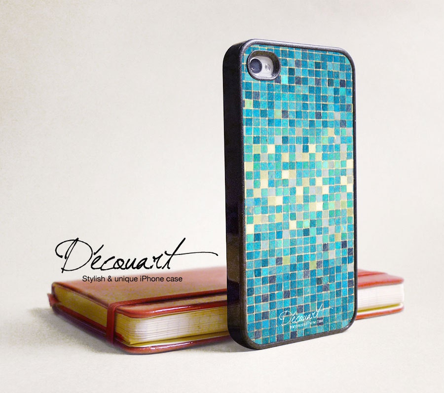 iPhone 5 case, iPhone 4 case, iPhone 4s case, case for iPhone 4, turquoise tile pattern B296