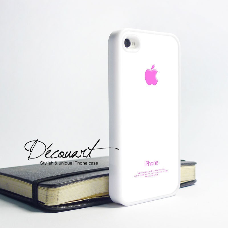 iPhone 5 case, iPhone 4 case, iPhone 4s case, case for iPhone 4, shocking pink apple logo W233