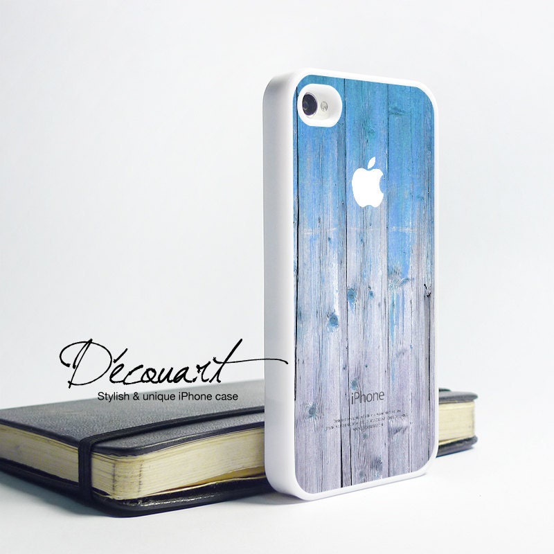iPhone 5 case, iPhone 4 case, iPhone 4s case, case for iPhone 4, blue wood pattern with apple logo W283