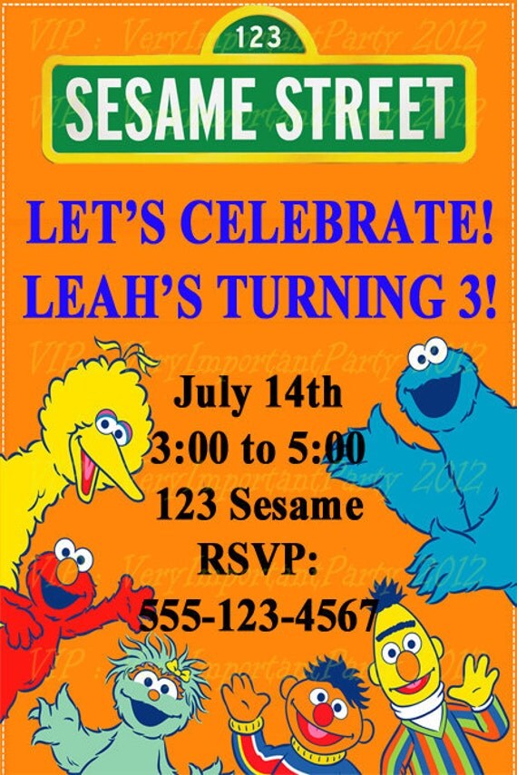 Sesame Street Birthday Party Invitation - Digital - Special Price Il_570xn
