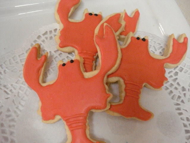 Nautical Red Lobster Vanilla Sugar Cookies - 1 Dozen