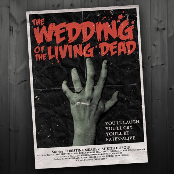 Vintage Zombie Movie Poster Wedding Program / Save the Date - Printable