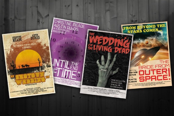 Vintage Movie Poster Wedding Program / Save the Date Bundle - Printable