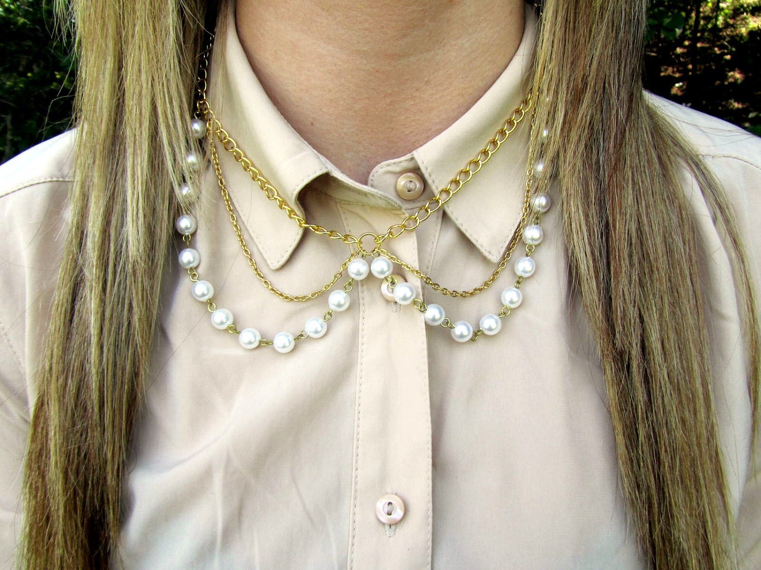 Pearl collar necklace, peter pan collar, peter pan necklace