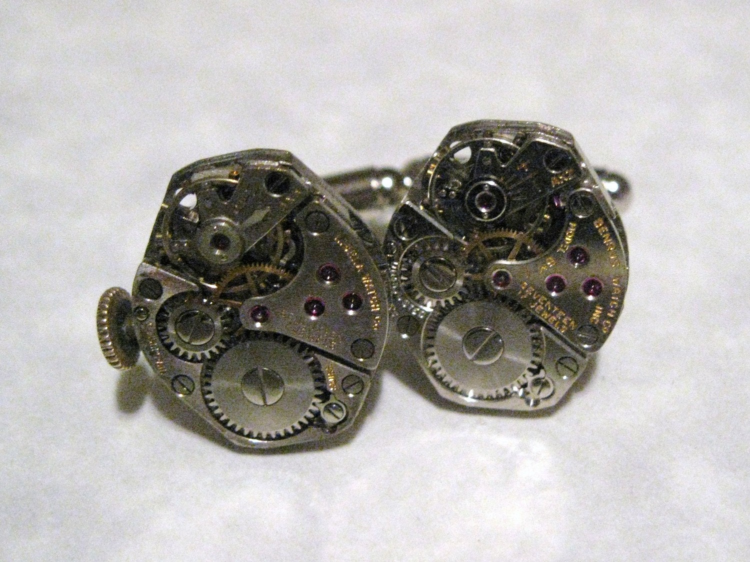 Jeweled Steampunk Watch Movement Cufflinks