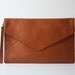 Oversize Envelope Leather Clutch in Tan