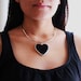 Heart Shape Black Onyx Stone in Sterling Silver, Versatile Simple Classy Black Heart Pendant