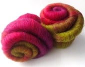 Batt - Spinning - Felting - Red - Green - Purple - 100g - 3.5oz - KASBAH