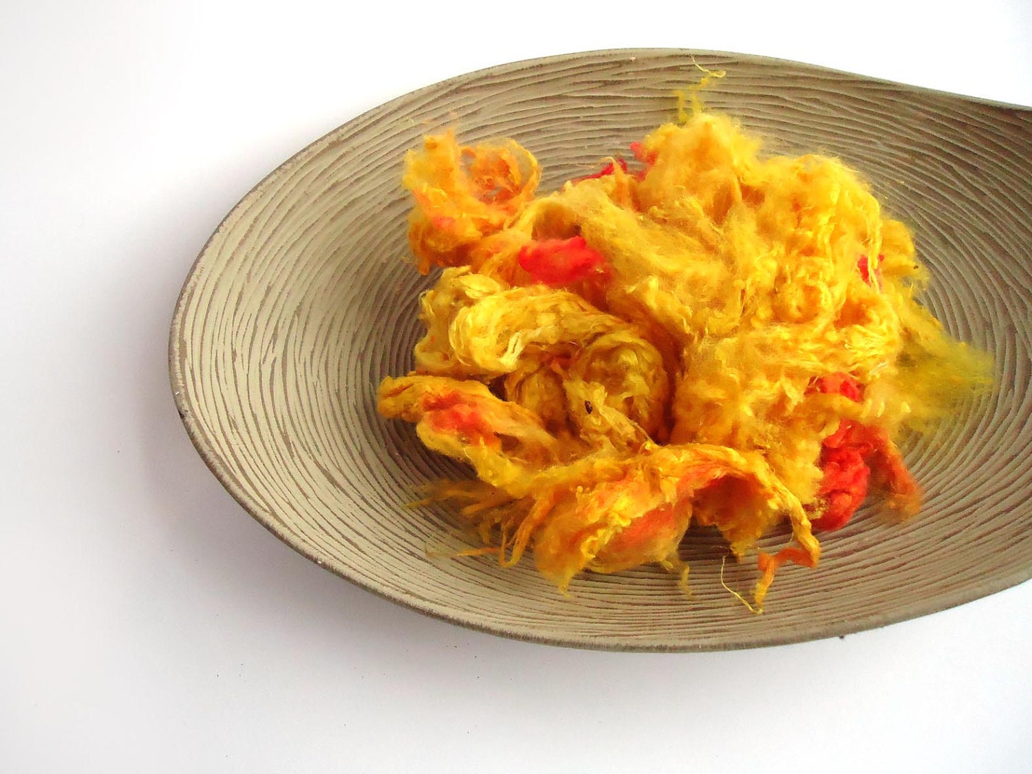 Yellow - Silk Noil - 10g - 0.35oz - UK - Spinning - Felting