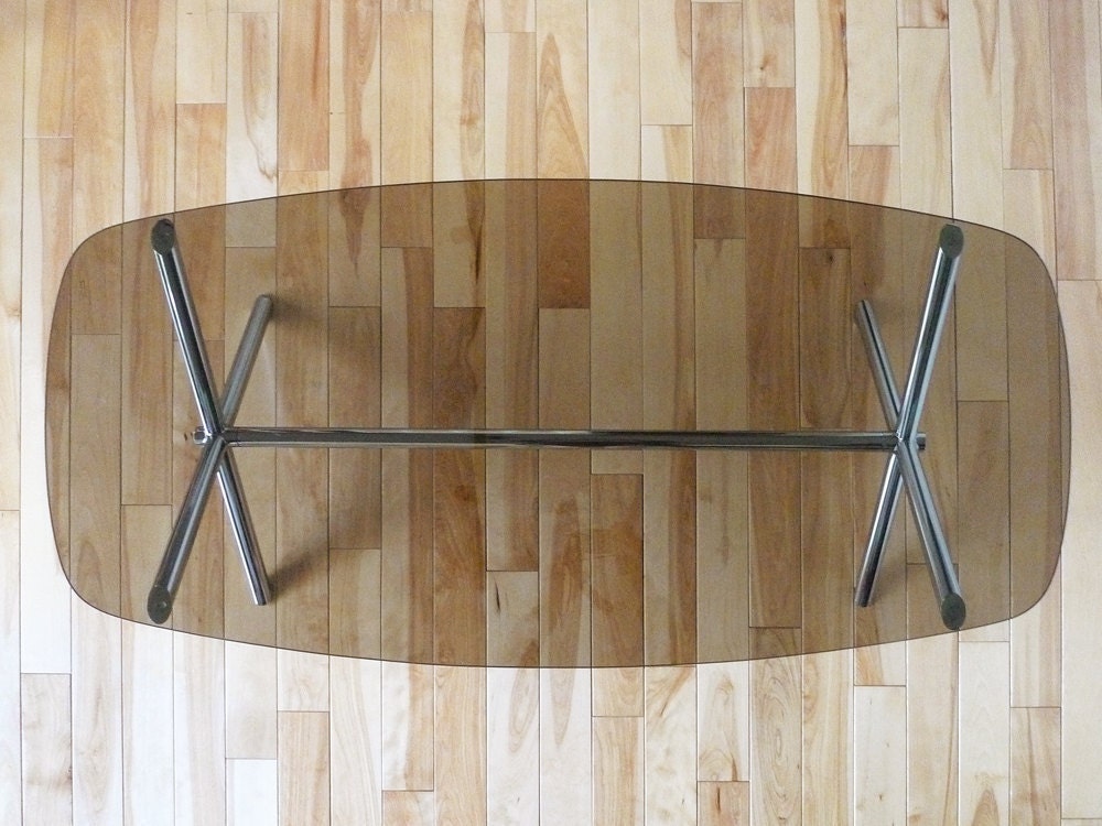 RESERVED for Christina: Modern Glass and Chrome Coffee Table