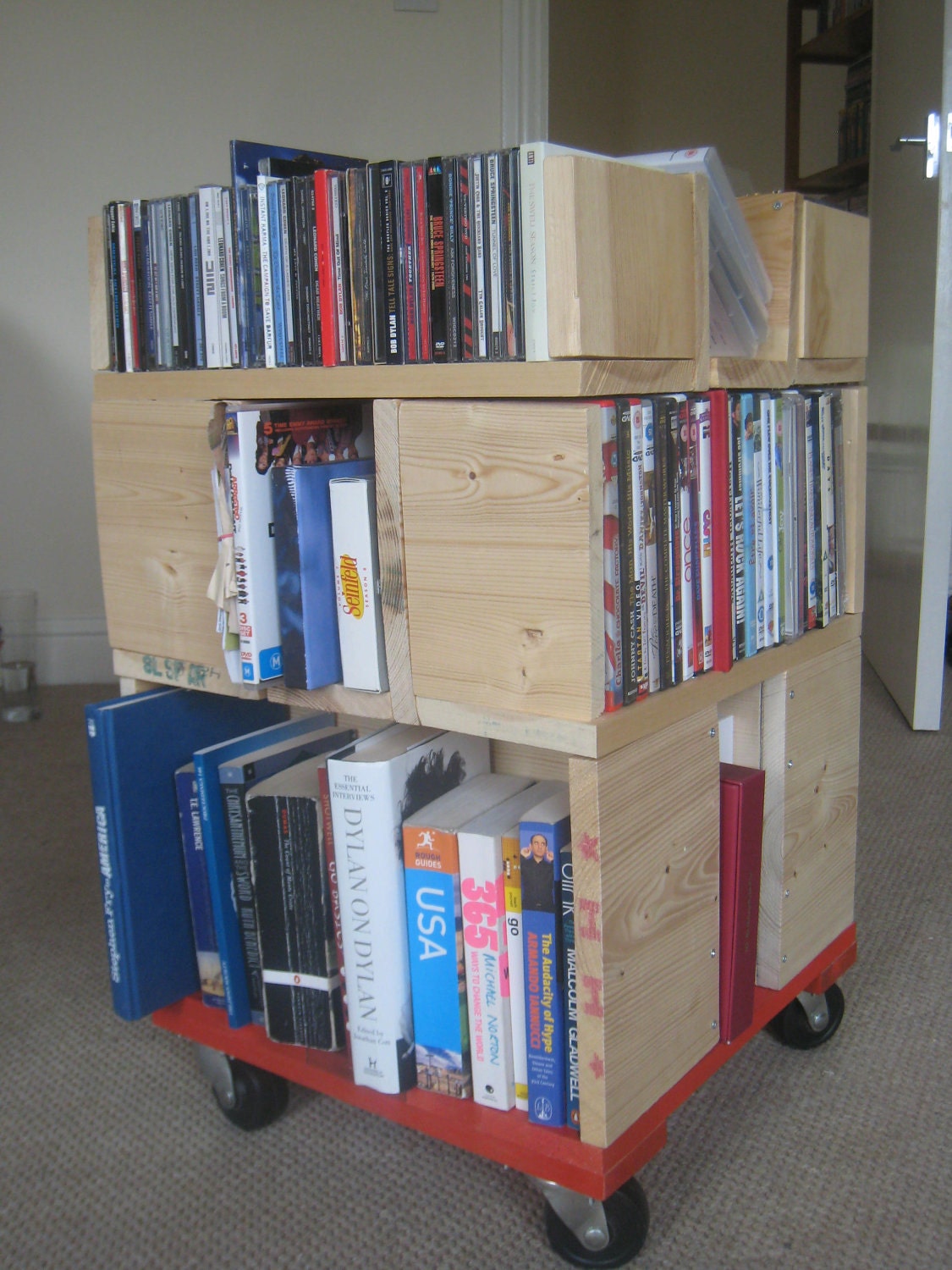 Portable Book  / DVD / CD Shelving Unit on castors