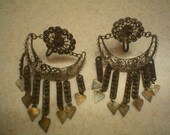 SALE Antique Silver Cannetille Filigree Victorian Chandelier Earrings
