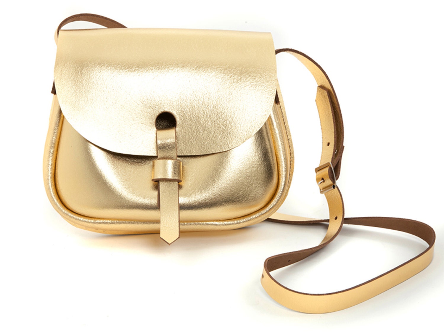 Leather Saddle Bag Gold