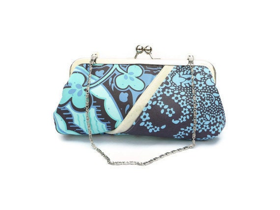 Blue Clutch Retro Silver Sparkle Chicago Fine Threads Purse