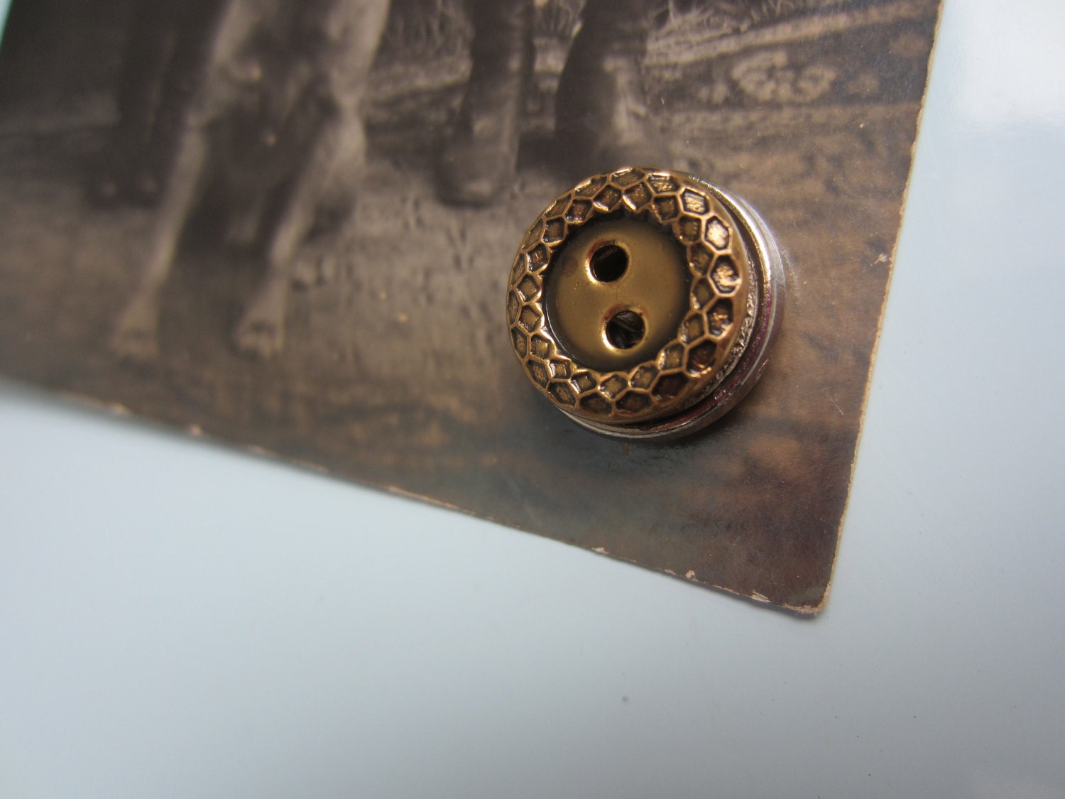 Vintage Button Fridge Magnets - Gold and Silver colored - Set of 6