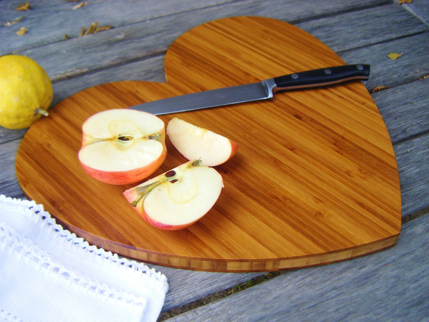 Heart Shaped Bamboo Cutting Board