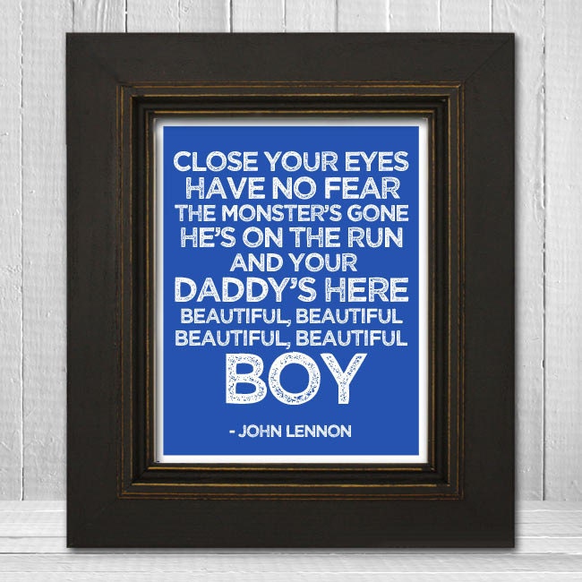 John Lennon Song Lyrics Print 11x14 - Beautiful Boy Nursery Print - John Lennon Music Art Print - Father's Day Gift