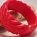 Large Vintage 1940s Fire Engine Red Carved Bakelite Bangle