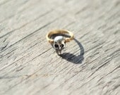 Gold Ring with Silver Skull