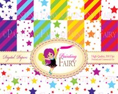 Buy 2 get 1 Free - 15 Papers Colorful digital backgrounds Rainbow background paperpack DIY layout images Personal & Commercial Use pf00001-5