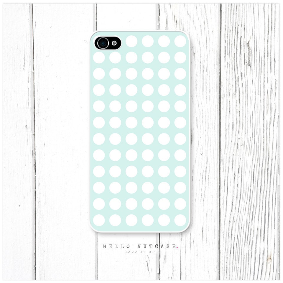 iPhone 4 and 4S case Polka Dots on Light Teal