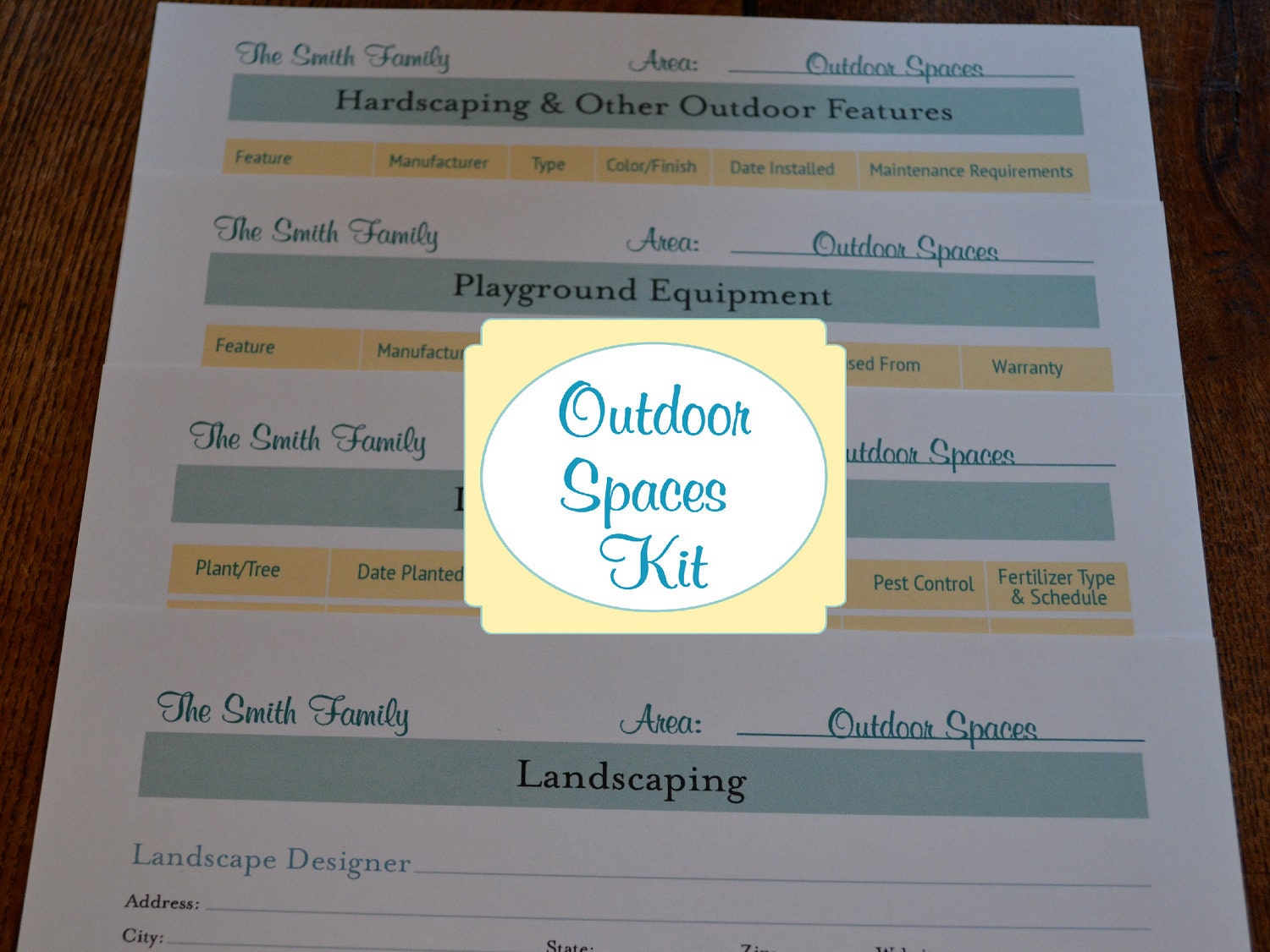 The Outdoor Spaces Organizer Kit - 4 Documents IMMEDIATE DIGITAL DOWNLOAD